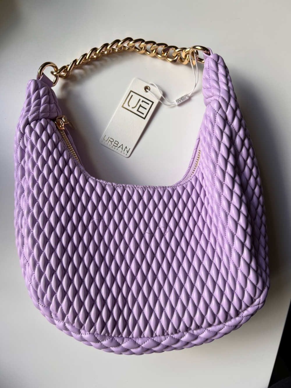 Urban Expressions Lavender Quilted Shoulder Bag with Gold Chain - Picture 2 of 4